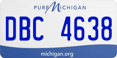 MI license plate DBC4638