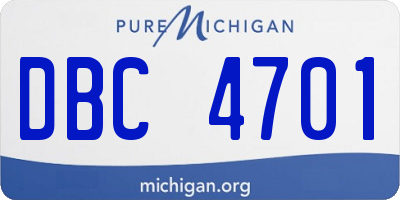 MI license plate DBC4701