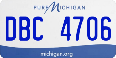 MI license plate DBC4706