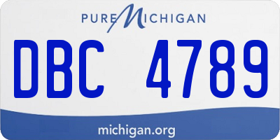MI license plate DBC4789