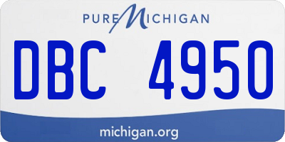 MI license plate DBC4950
