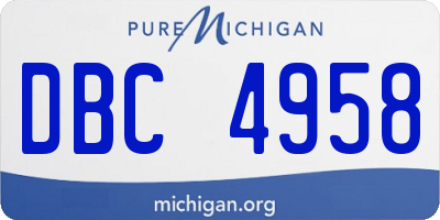MI license plate DBC4958