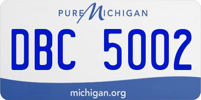 MI license plate DBC5002