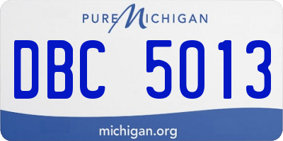 MI license plate DBC5013