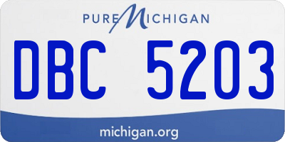MI license plate DBC5203