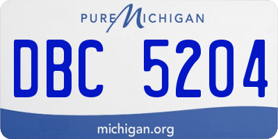 MI license plate DBC5204
