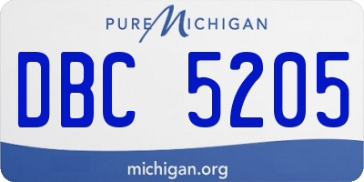 MI license plate DBC5205