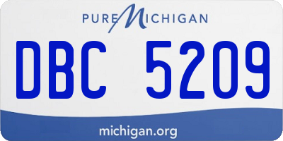 MI license plate DBC5209
