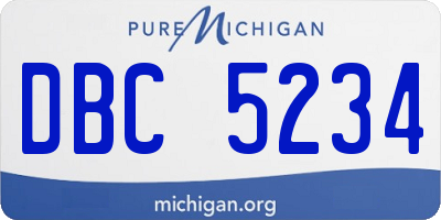 MI license plate DBC5234