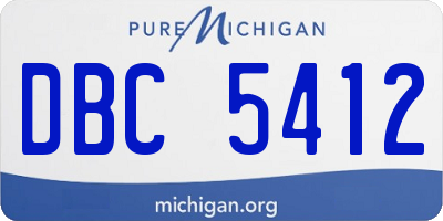 MI license plate DBC5412