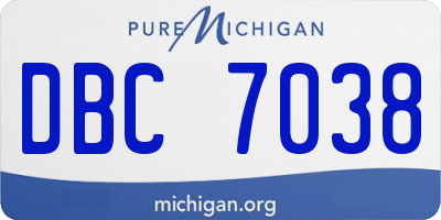 MI license plate DBC7038