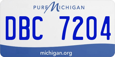 MI license plate DBC7204