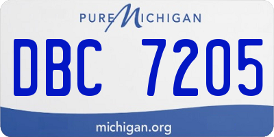 MI license plate DBC7205