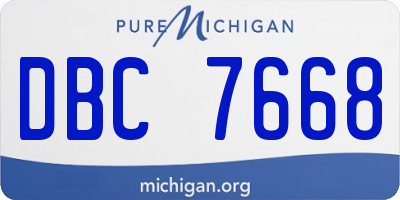 MI license plate DBC7668