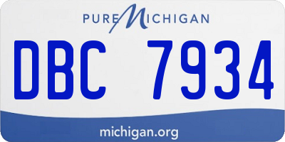MI license plate DBC7934