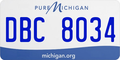 MI license plate DBC8034