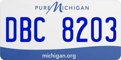 MI license plate DBC8203