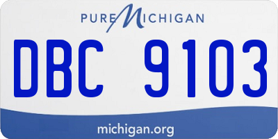 MI license plate DBC9103