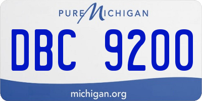 MI license plate DBC9200