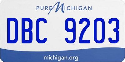 MI license plate DBC9203