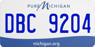 MI license plate DBC9204