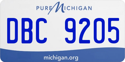 MI license plate DBC9205