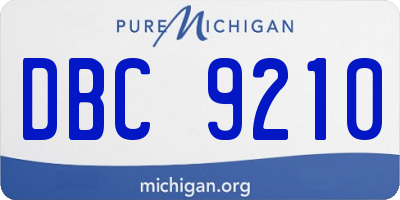 MI license plate DBC9210