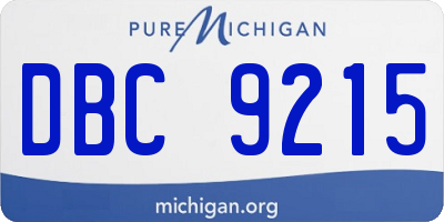 MI license plate DBC9215