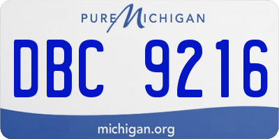 MI license plate DBC9216