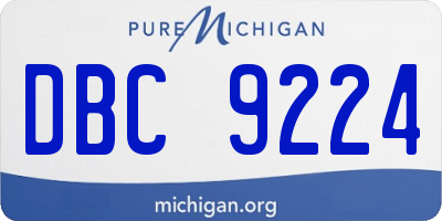 MI license plate DBC9224