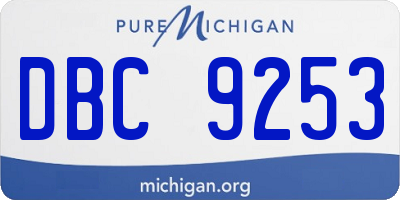 MI license plate DBC9253