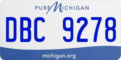 MI license plate DBC9278