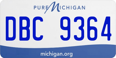 MI license plate DBC9364