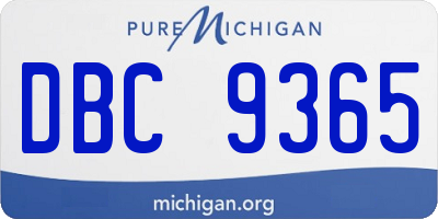 MI license plate DBC9365