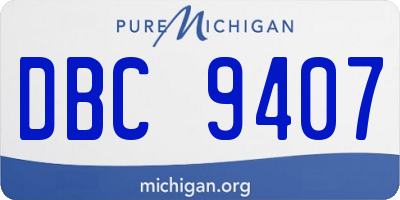MI license plate DBC9407