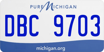MI license plate DBC9703