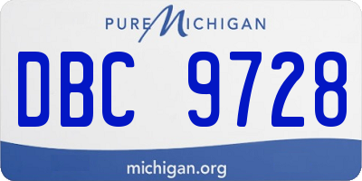 MI license plate DBC9728