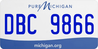 MI license plate DBC9866