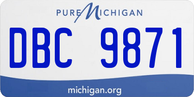 MI license plate DBC9871