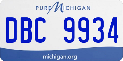 MI license plate DBC9934