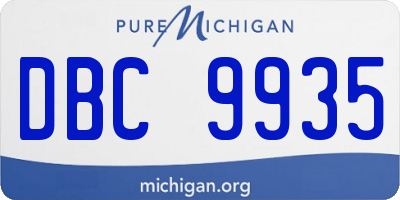 MI license plate DBC9935