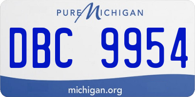 MI license plate DBC9954