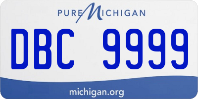 MI license plate DBC9999