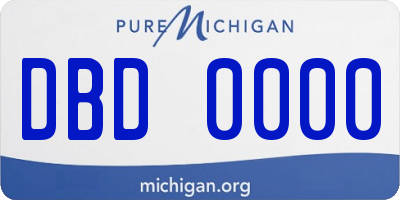 MI license plate DBD0000