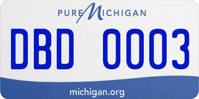 MI license plate DBD0003