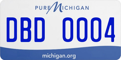 MI license plate DBD0004