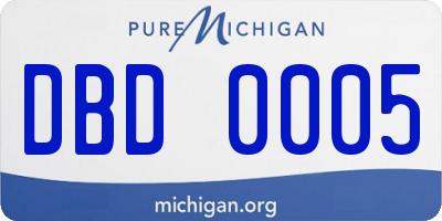 MI license plate DBD0005