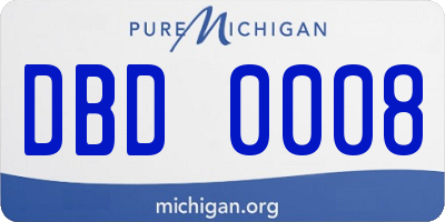 MI license plate DBD0008