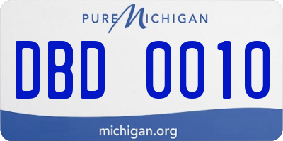 MI license plate DBD0010