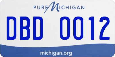 MI license plate DBD0012